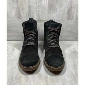 Allen Edmonds Boots Mens Size 10 D Black Suede Cap Toe Lace Up Work Rugged 1922